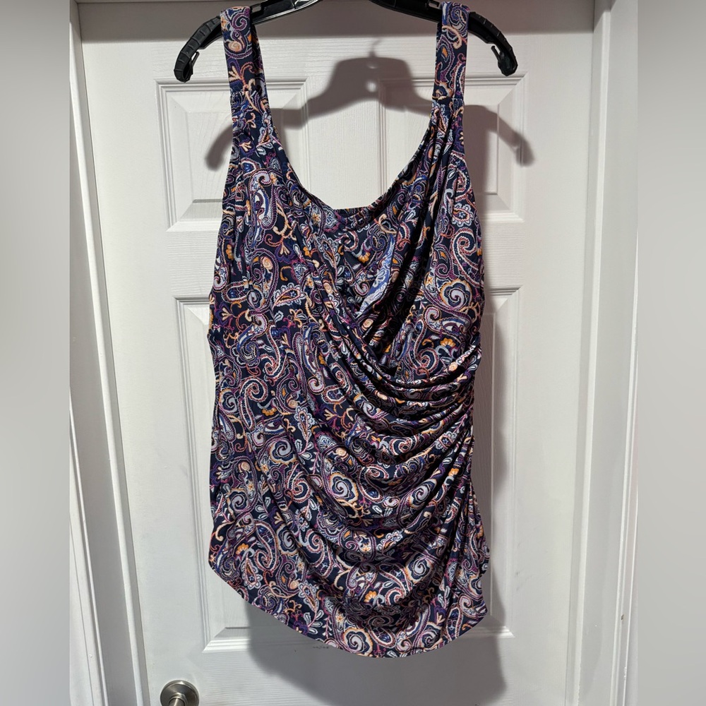 One piece, sarong front swim suit